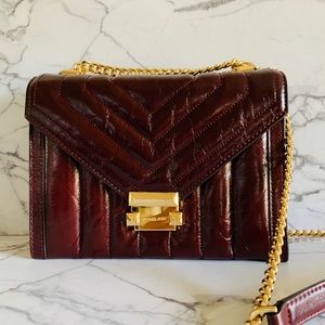 leather gold hardware color is oxblood color
